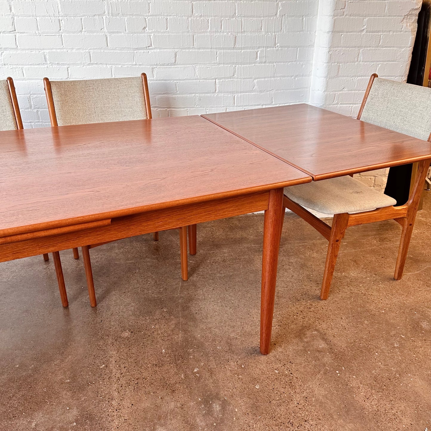 DANISH TEAK DINING TABLE 105” EXPANDABLE & REFINISHED