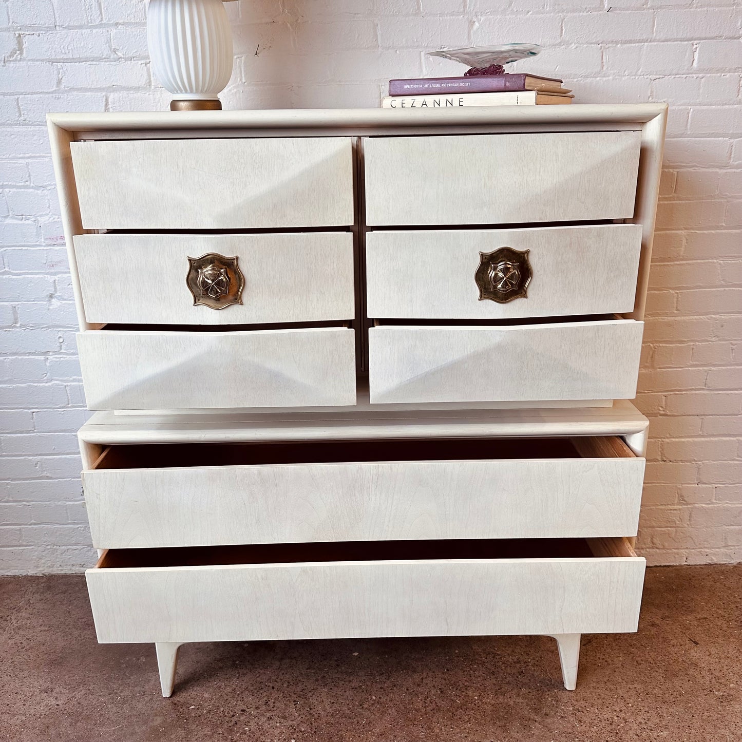 UNITED IVORY HIGHBOY DIAMOND FACED DRESSER