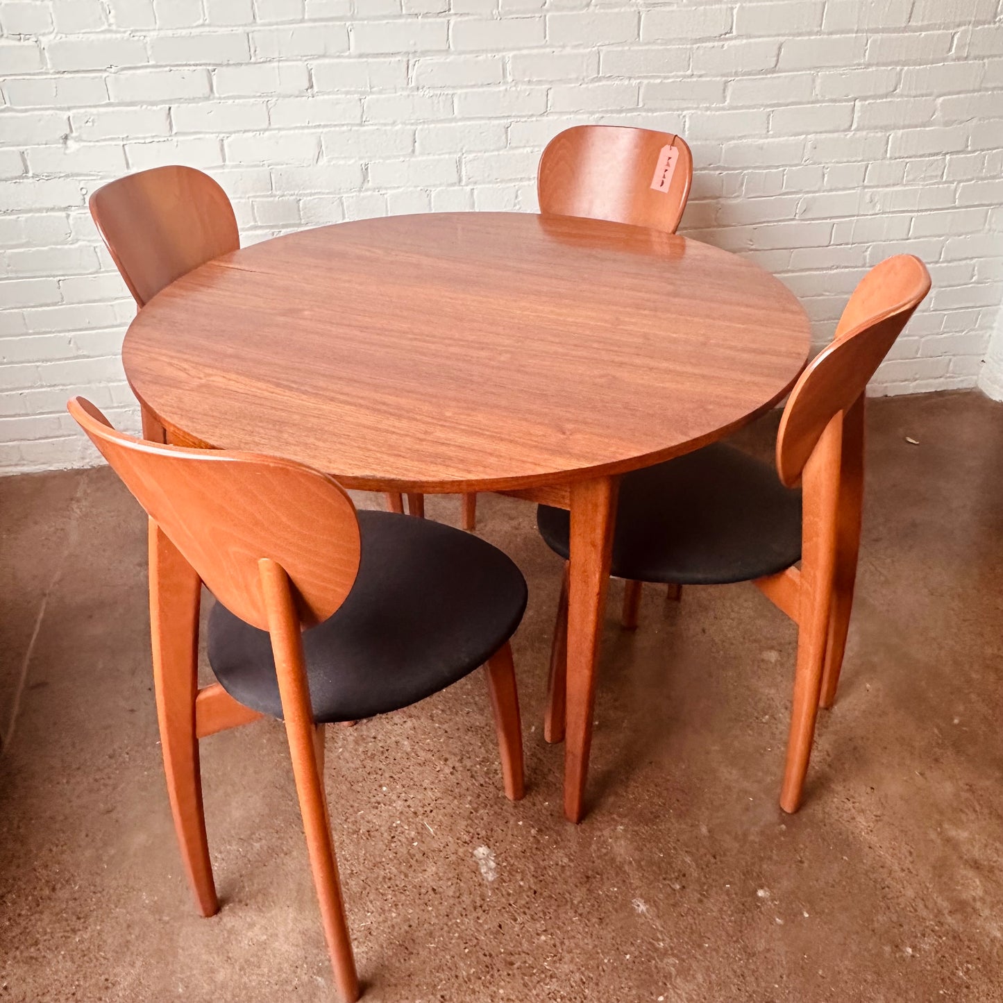 DANISH TEAK ROUND TO OVAL DINING TABLE WITH LEAF - RESTORED