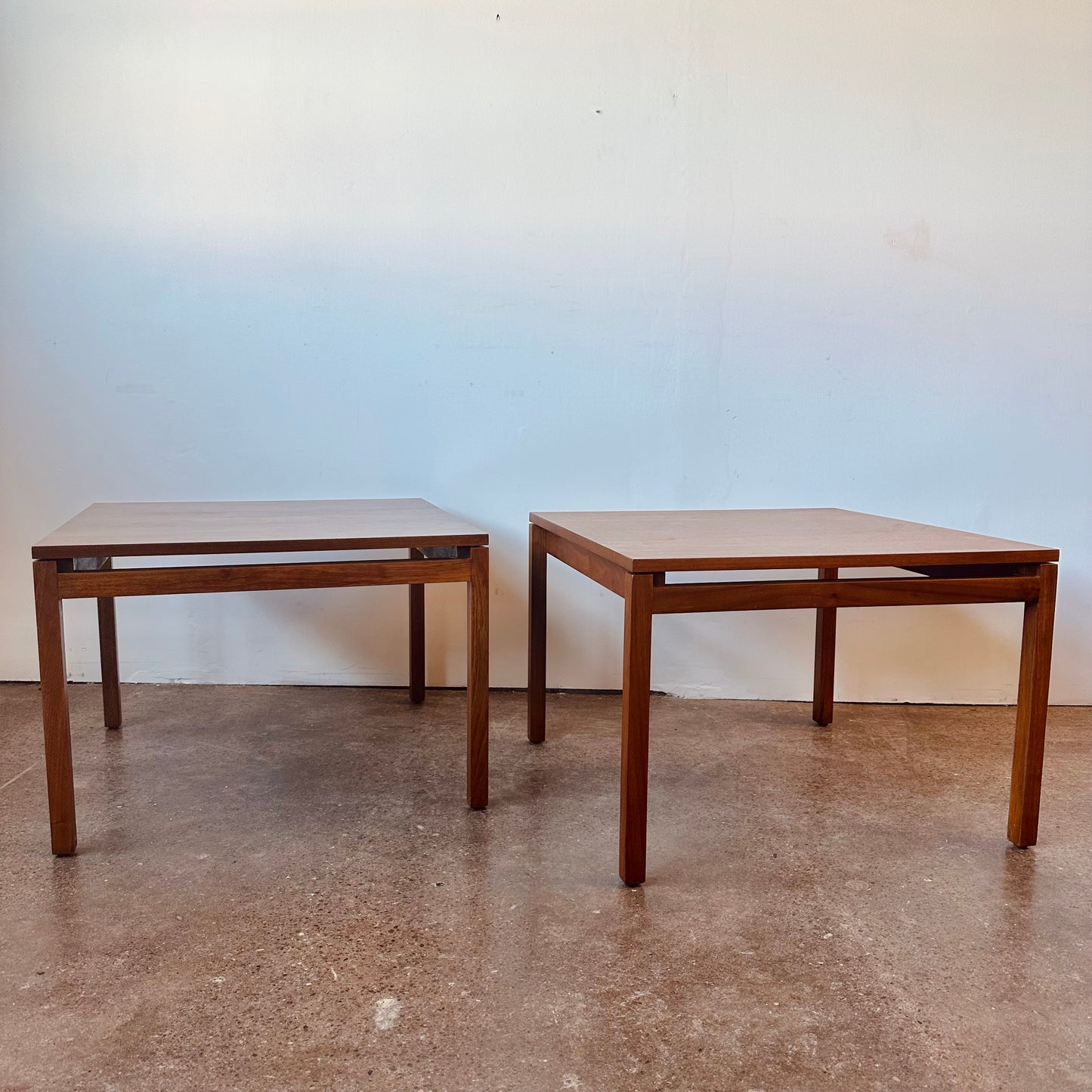EARLY KNOLL WALNUT SIDE TABLES BY LEWIS BUTLER