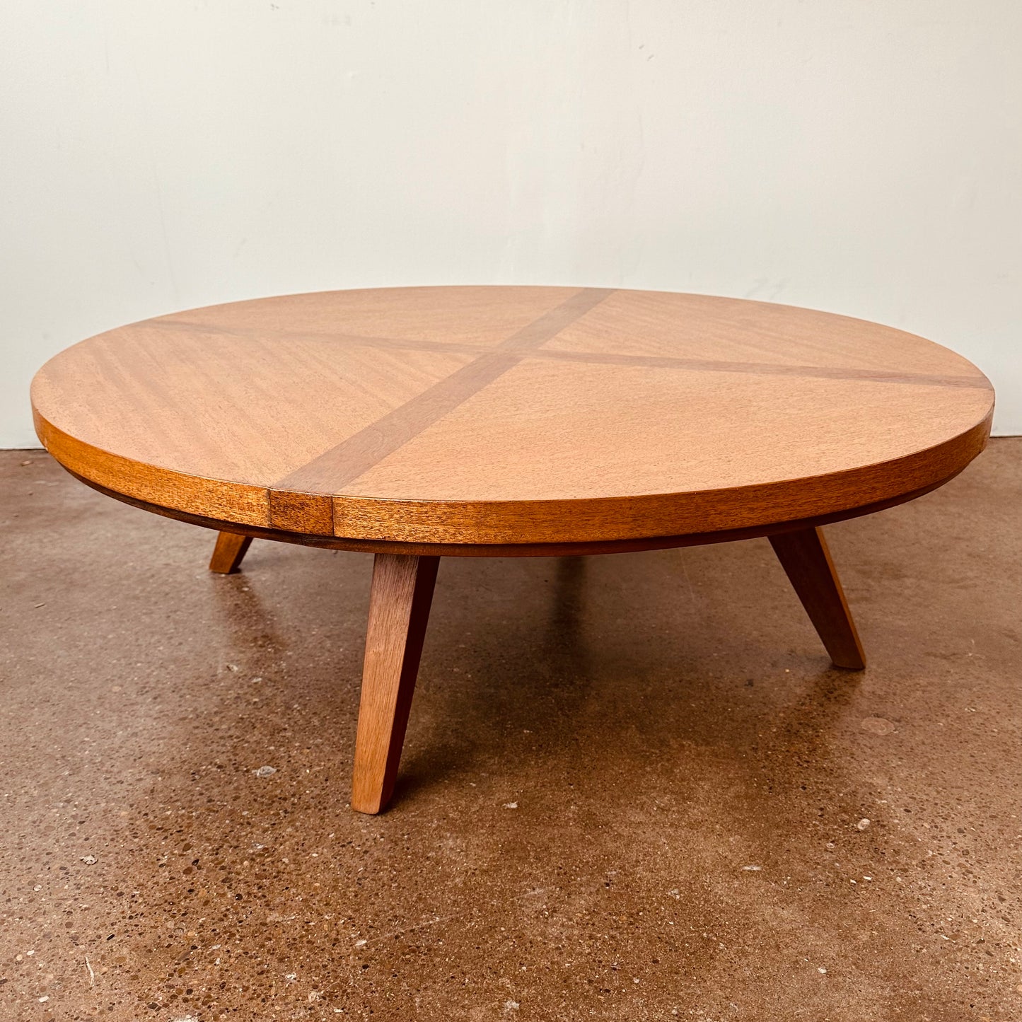 ROUND LIGHT INLAYED MAHOGANY COFFEE TABLE