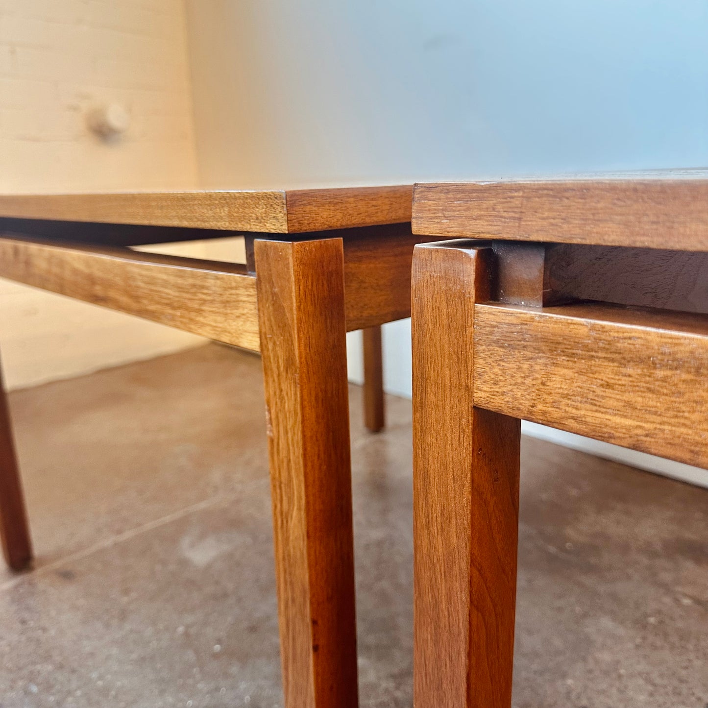 EARLY KNOLL WALNUT SIDE TABLES BY LEWIS BUTLER