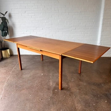 DANISH TEAK DRAW LEAF DINING TABLE 94"