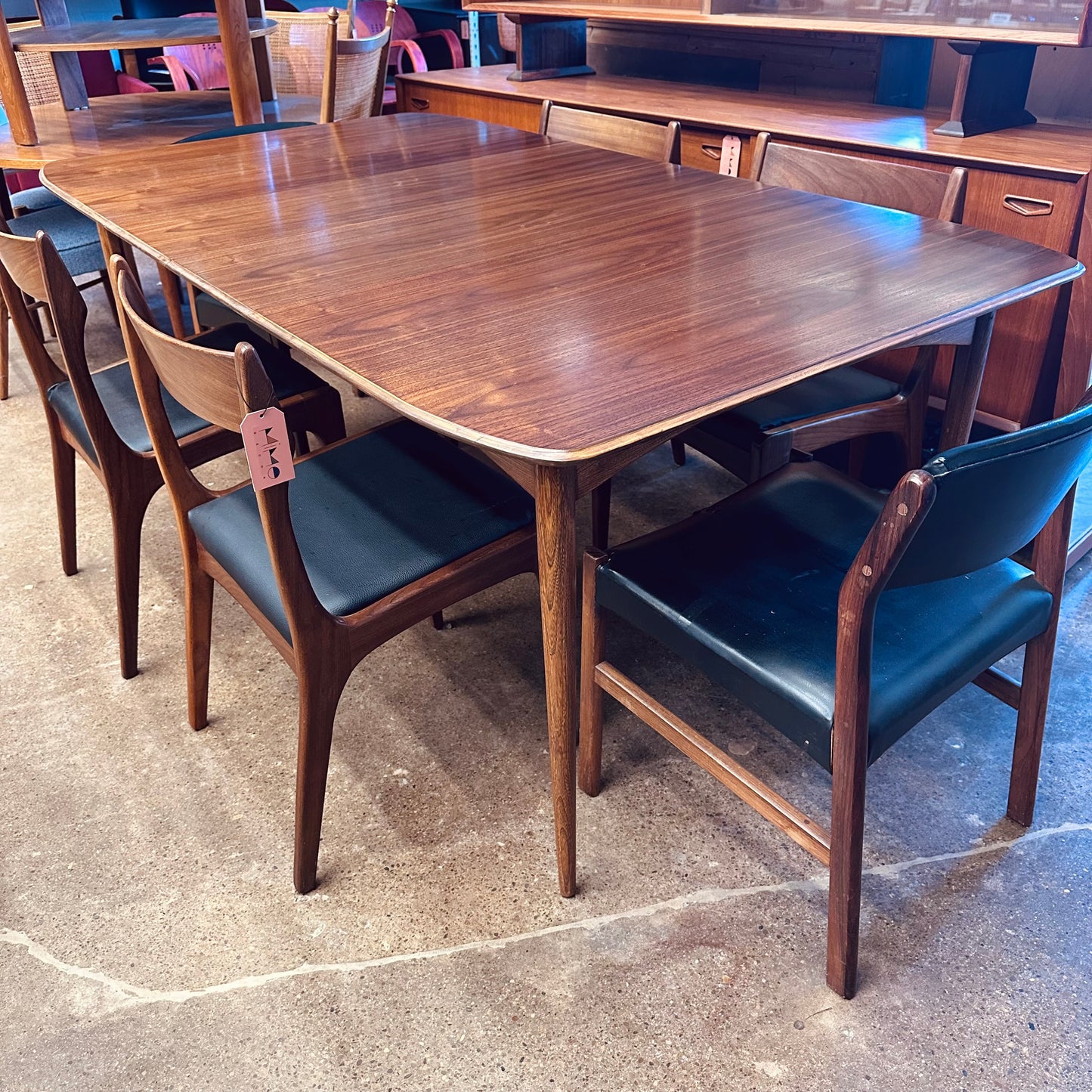 72” WALNUT DINING TABLE WITH TWO LEAVES - REFINISHED