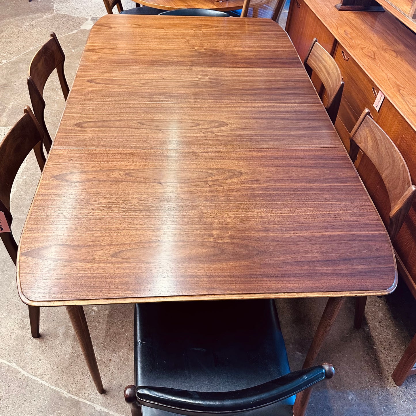 72” WALNUT DINING TABLE WITH TWO LEAVES - REFINISHED