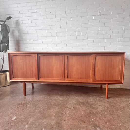 DANISH TEAK CREDENZA WITH BYPASS DOORS