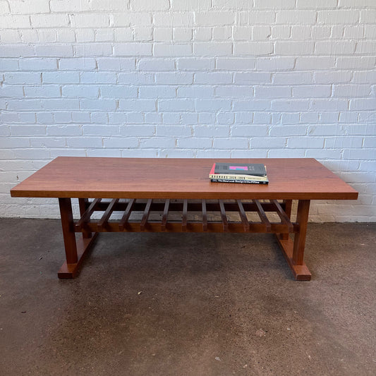 LARGE CANADIAN TEAKWOOD MISSION COFFEE TABLE