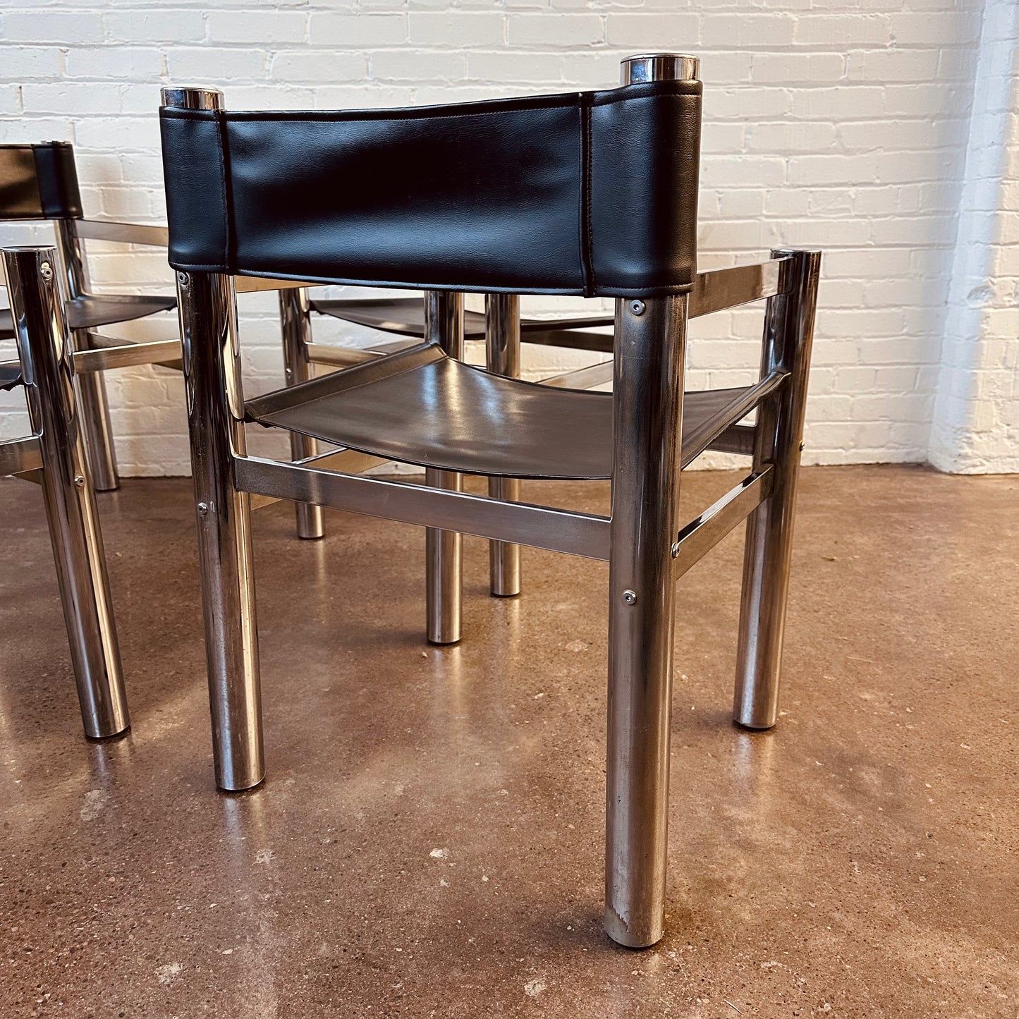 TUBULAR CHROME SLING BACK DIRECTORS CHAIRS