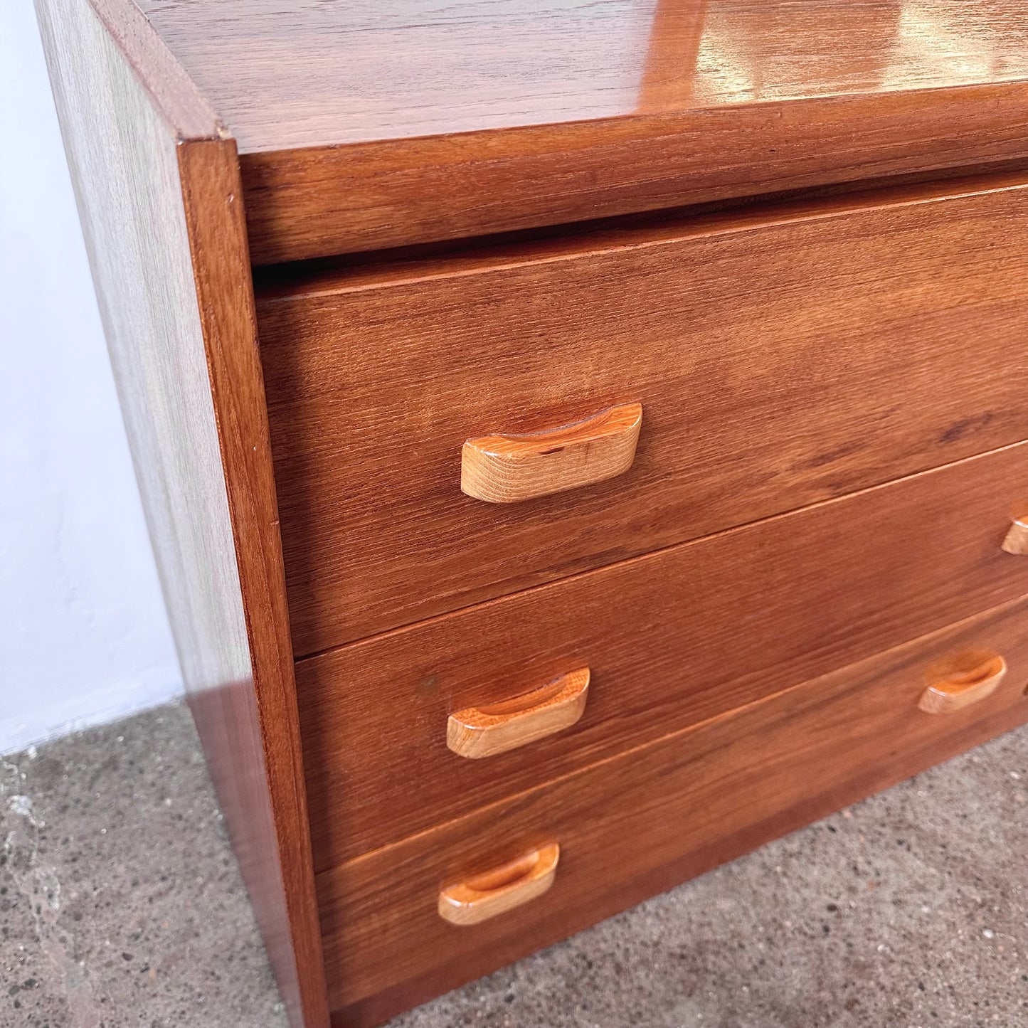 RS ASSOCIATES TEAK SIX DRAWER DRESSER WITH MIRROR