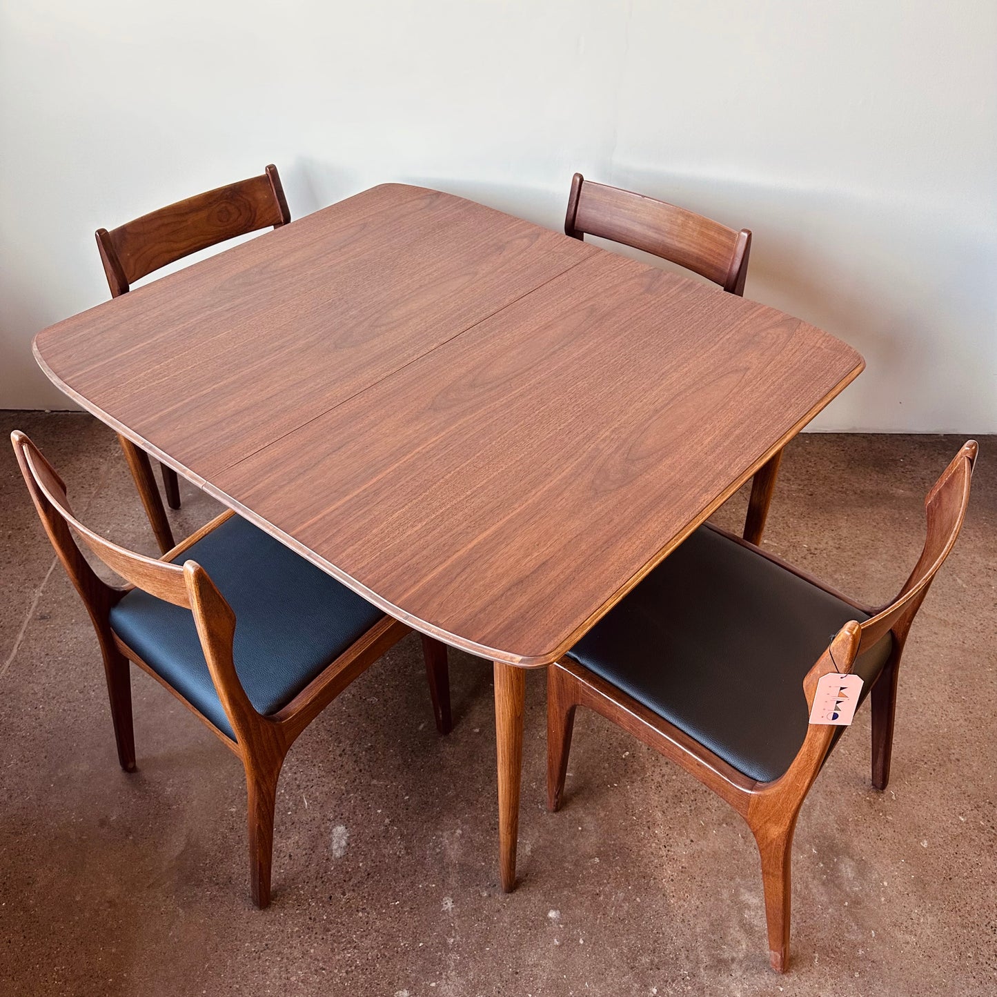 72” WALNUT DINING TABLE WITH TWO LEAVES - REFINISHED