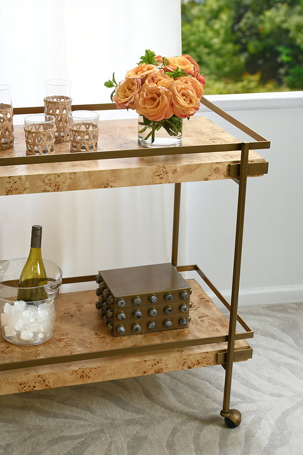 CASH BURL WOOD BAR CART