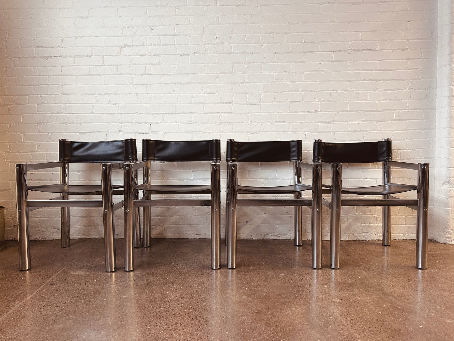 TUBULAR CHROME SLING BACK DIRECTORS CHAIRS