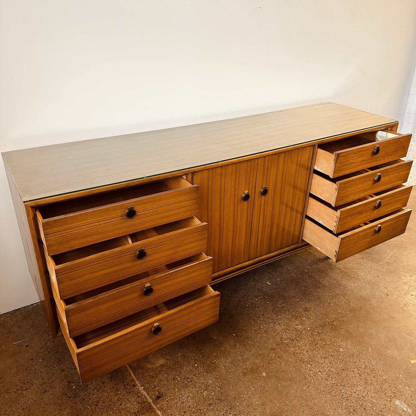 MID-CENTURY AFRICAN MAHOGANY 12 DRAWER DRESSER