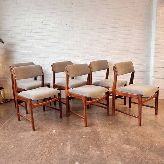 DE COENE SET OF 6 DINING CHAIRS 1970s BELGIUM
 - REUPHOLSTERED