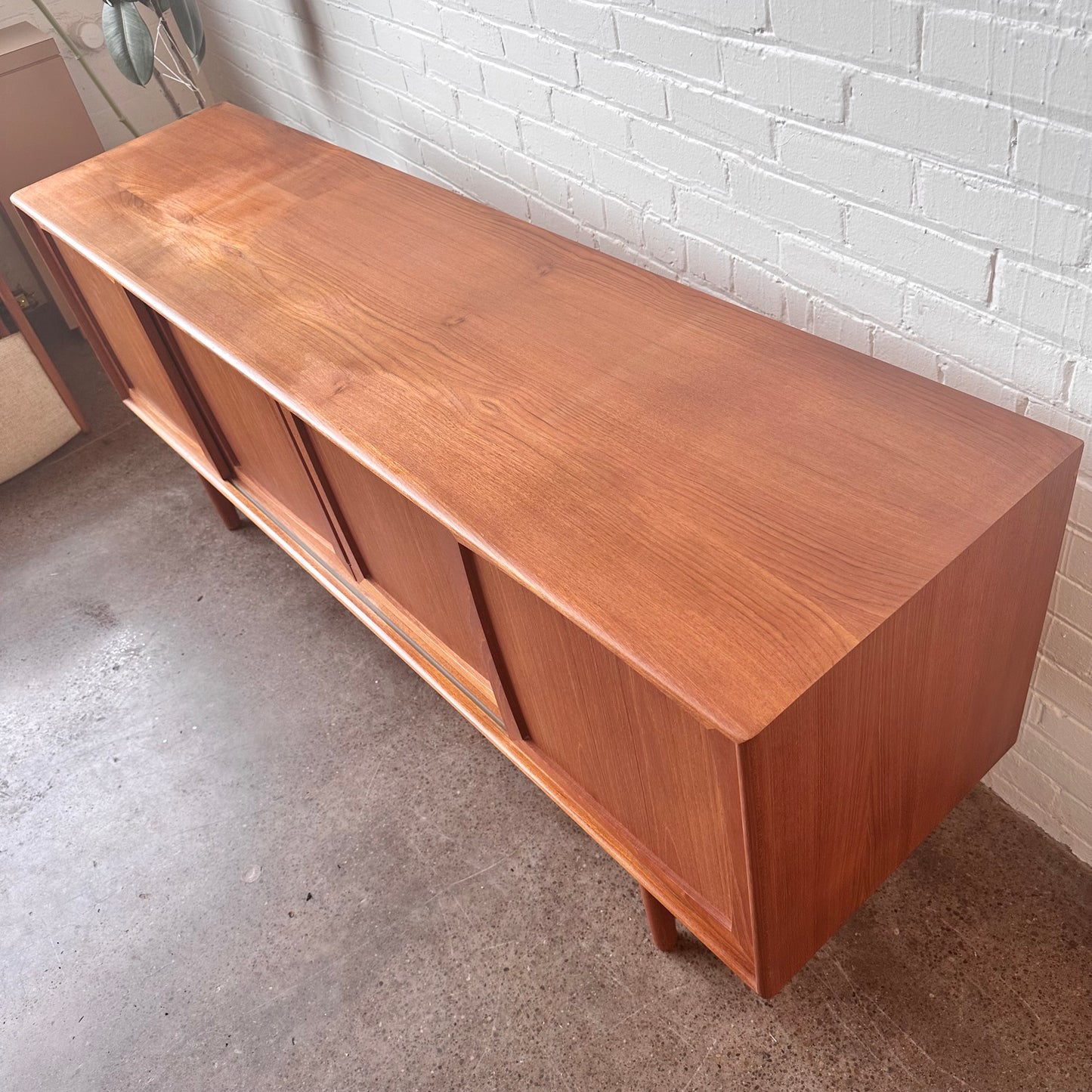 DANISH TEAK CREDENZA WITH BYPASS DOORS