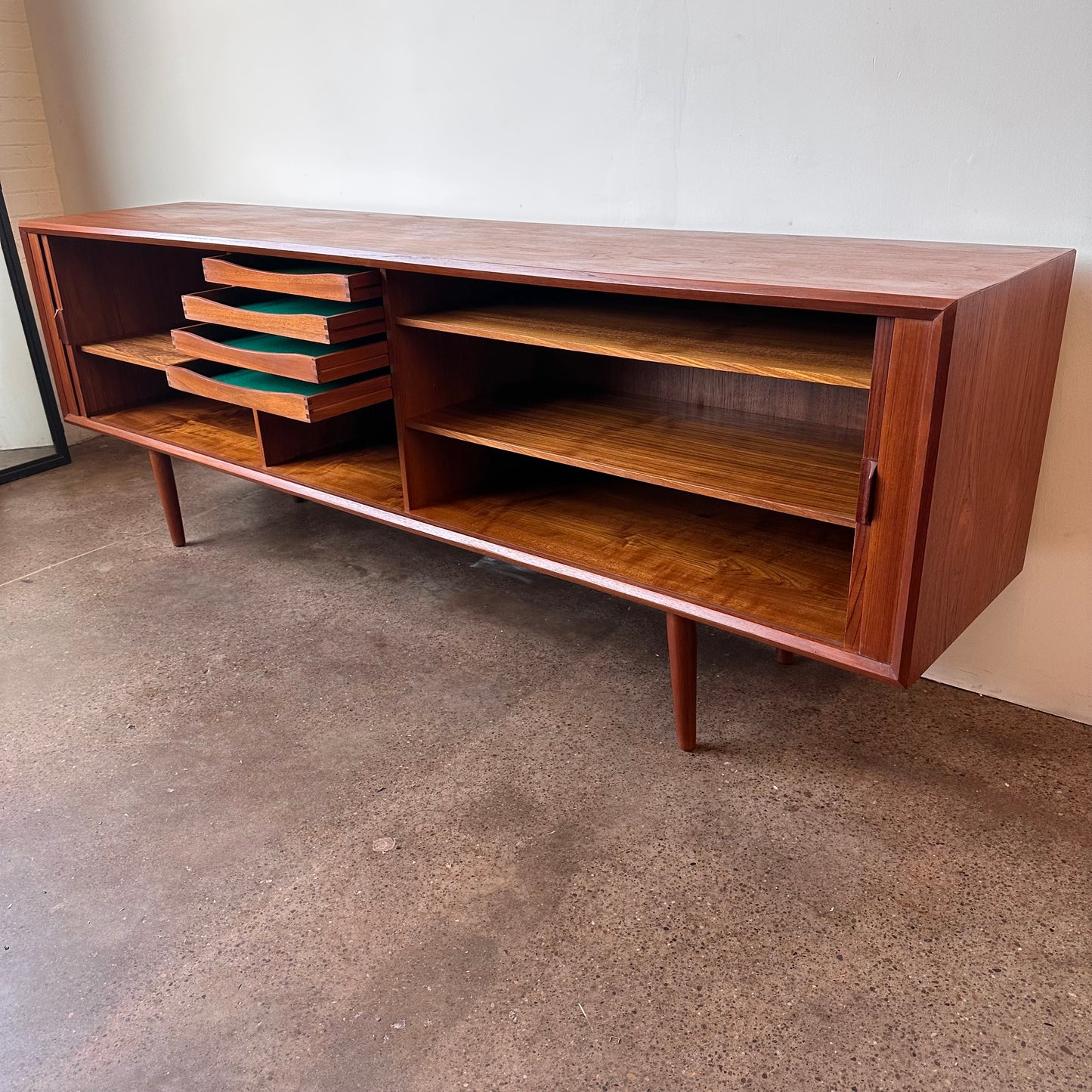 SVEND AAGE LARSEN FOR FAARUP MOBELFABRIK MID CENTURY TEAK TAMBOUR DOOR CREDENZA