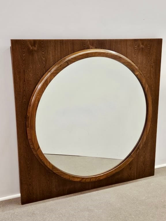 LARGE WOODEN PORTHOLE WALL MIRROR