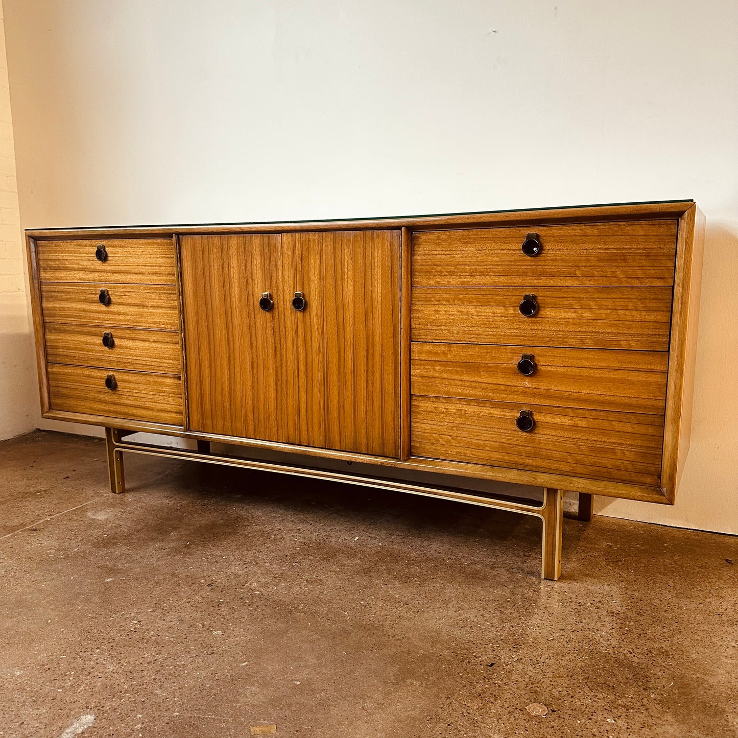 MID-CENTURY AFRICAN MAHOGANY 12 DRAWER DRESSER
