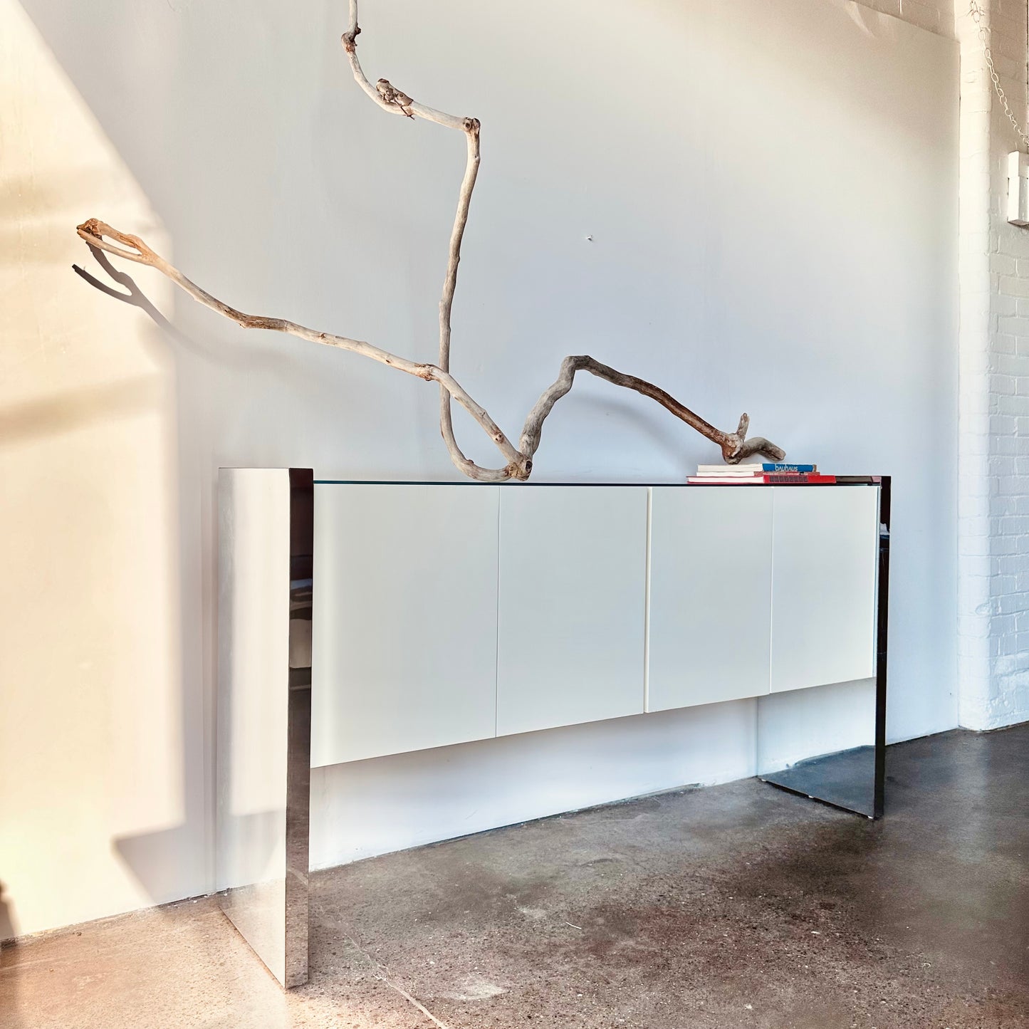 MILO BAUGHMAN FOR THAYER COGGIN LACQUER AND MIRRORED SIDEBOARD