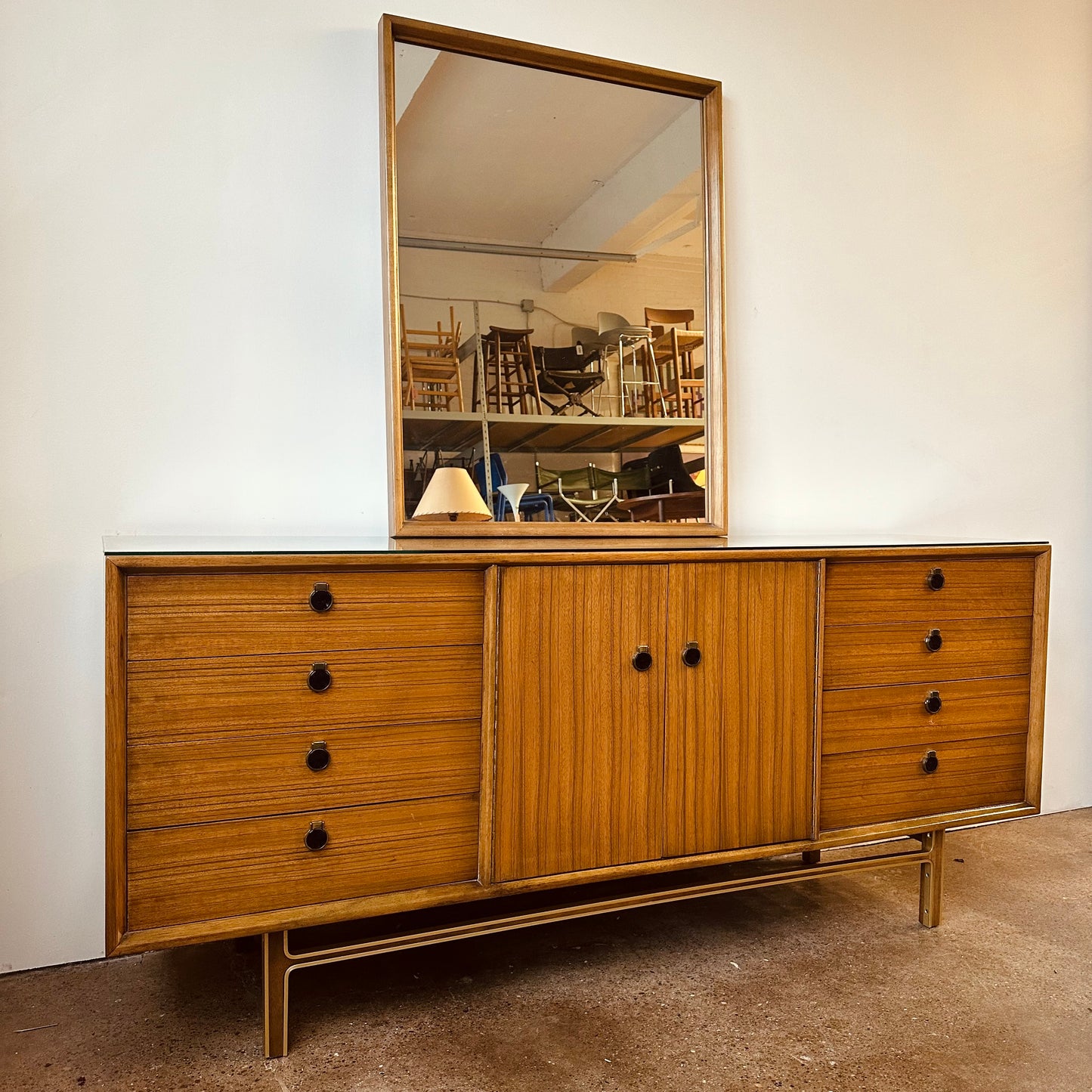 MID-CENTURY AFRICAN MAHOGANY 12 DRAWER DRESSER