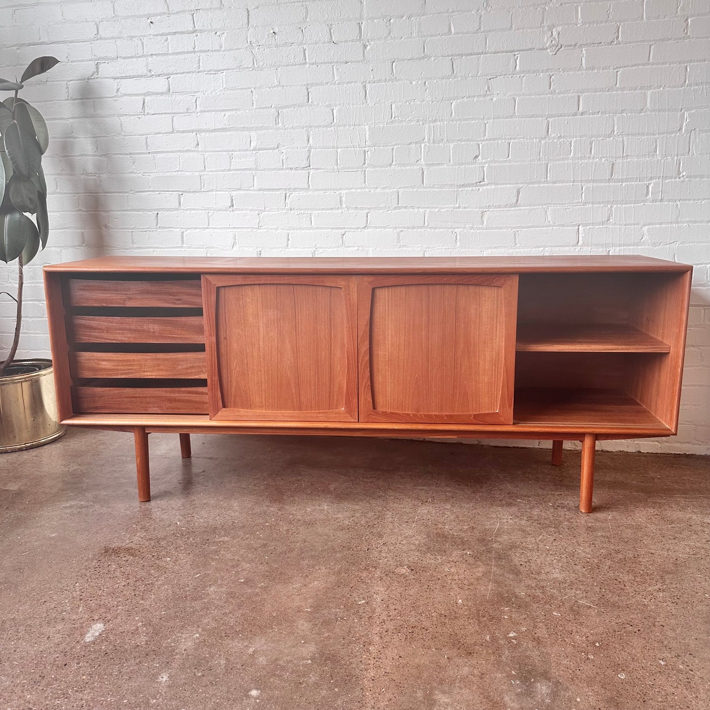DANISH TEAK CREDENZA WITH BYPASS DOORS