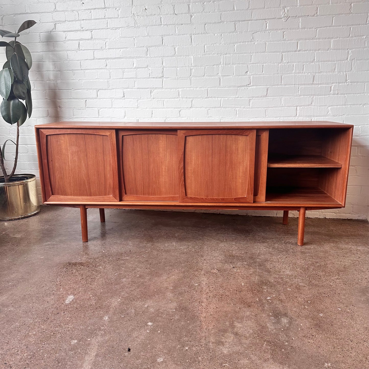 DANISH TEAK CREDENZA WITH BYPASS DOORS