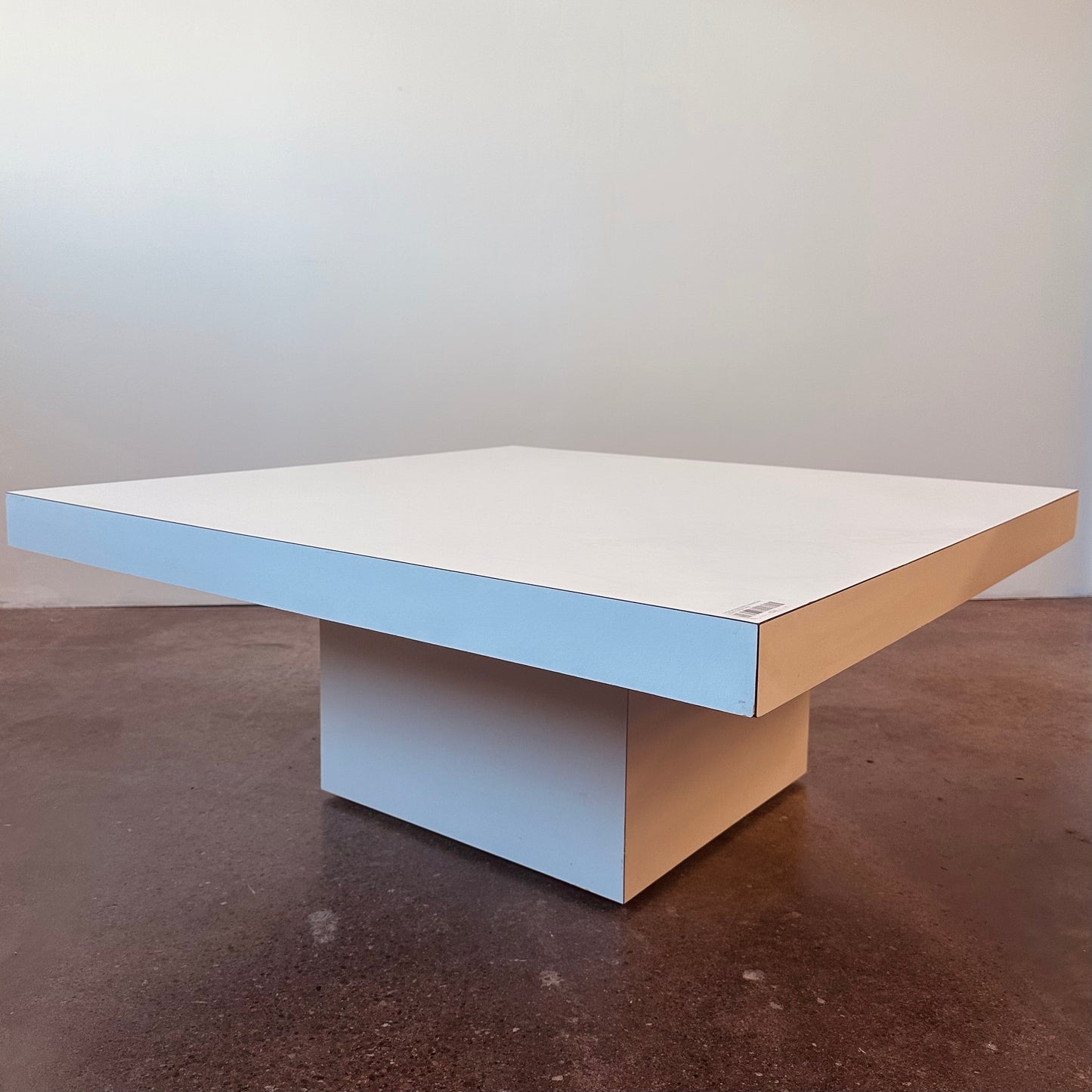 POST MODERN WHITE LAMINATE PARSONS COFFEE TABLE