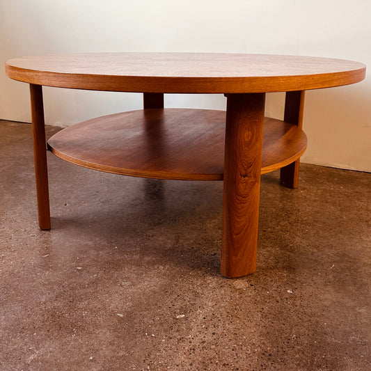 DANISH TEAK ROUND TWO TIER COFFEE TABLE