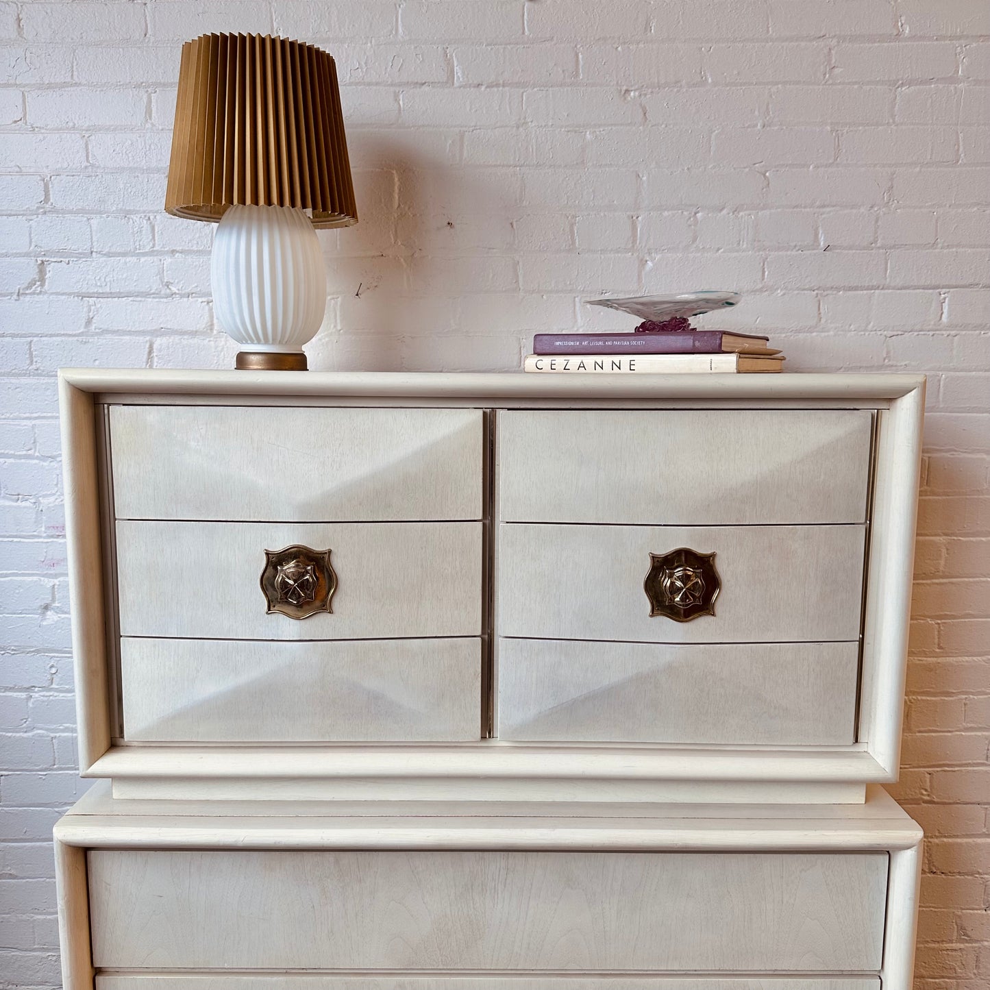 UNITED IVORY HIGHBOY DIAMOND FACED DRESSER