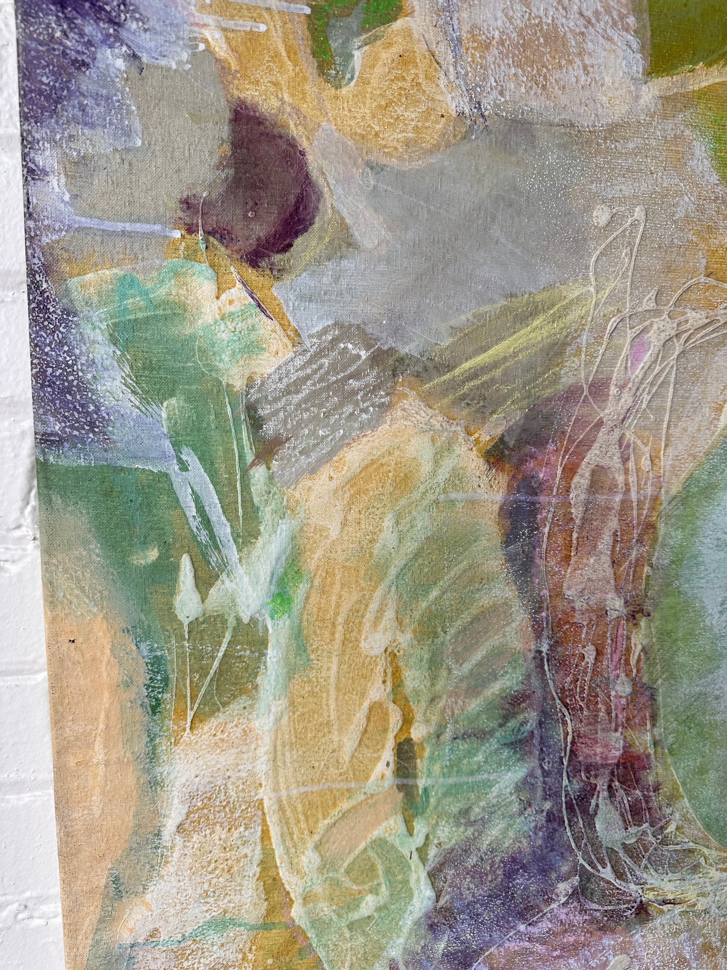 SIGNED MARY WYRICK ABSTRACT PASTEL LARGE CANVAS PAINTING