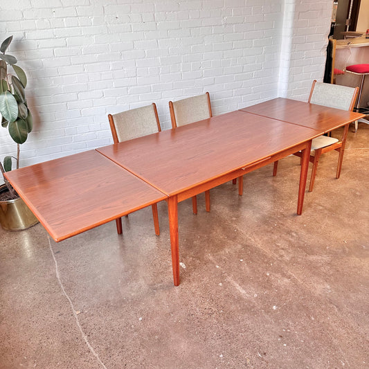 DANISH TEAK DINING TABLE 105” EXPANDABLE & REFINISHED