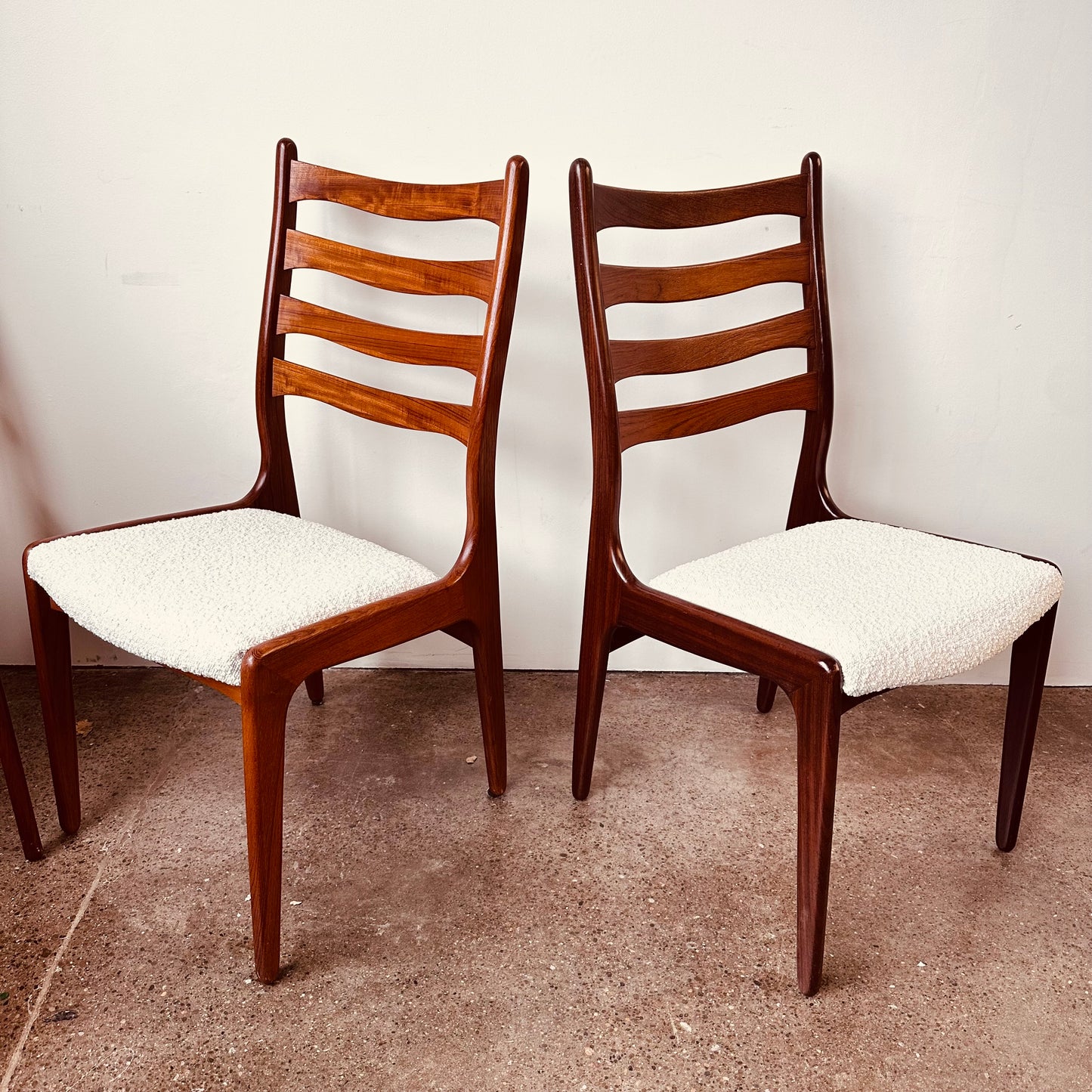 DANISH TEAK LADDERBACK DINING CHAIRS - SET OF 8