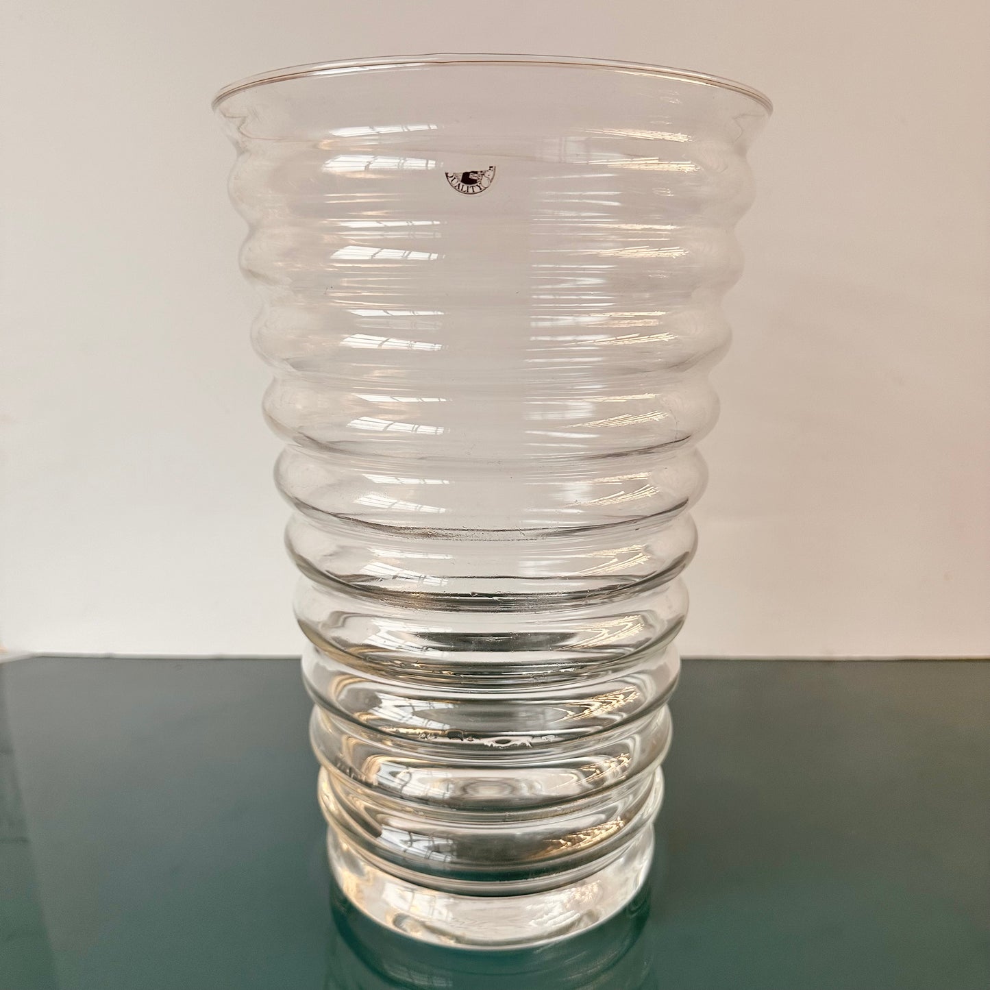 HANDMADE RIBBED GLASS VASE