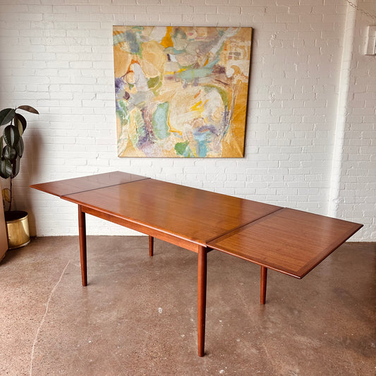 DANISH MODERN 91” DRAW LEAF TABLE - RESTORED