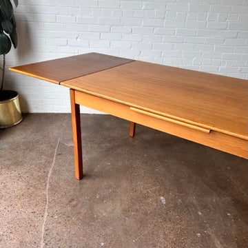 DANISH TEAK DRAW LEAF DINING TABLE 94"