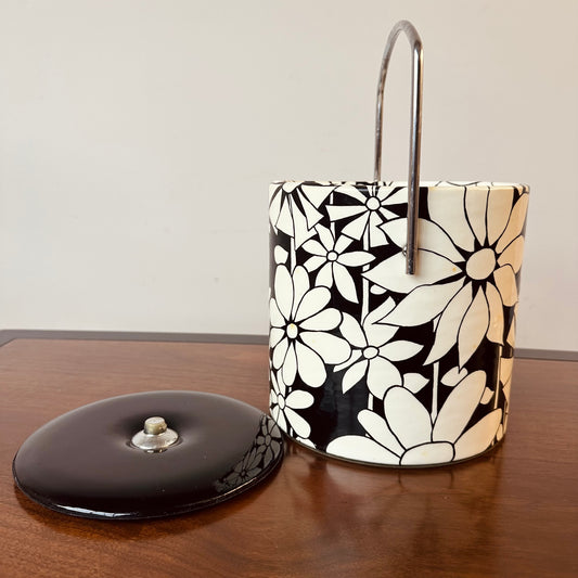 MOD FLOWER PATTERN BLACK AND WHITE ICE BUCKET