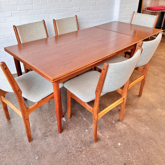 DANISH TEAK DINING TABLE 105” EXPANDABLE & REFINISHED
