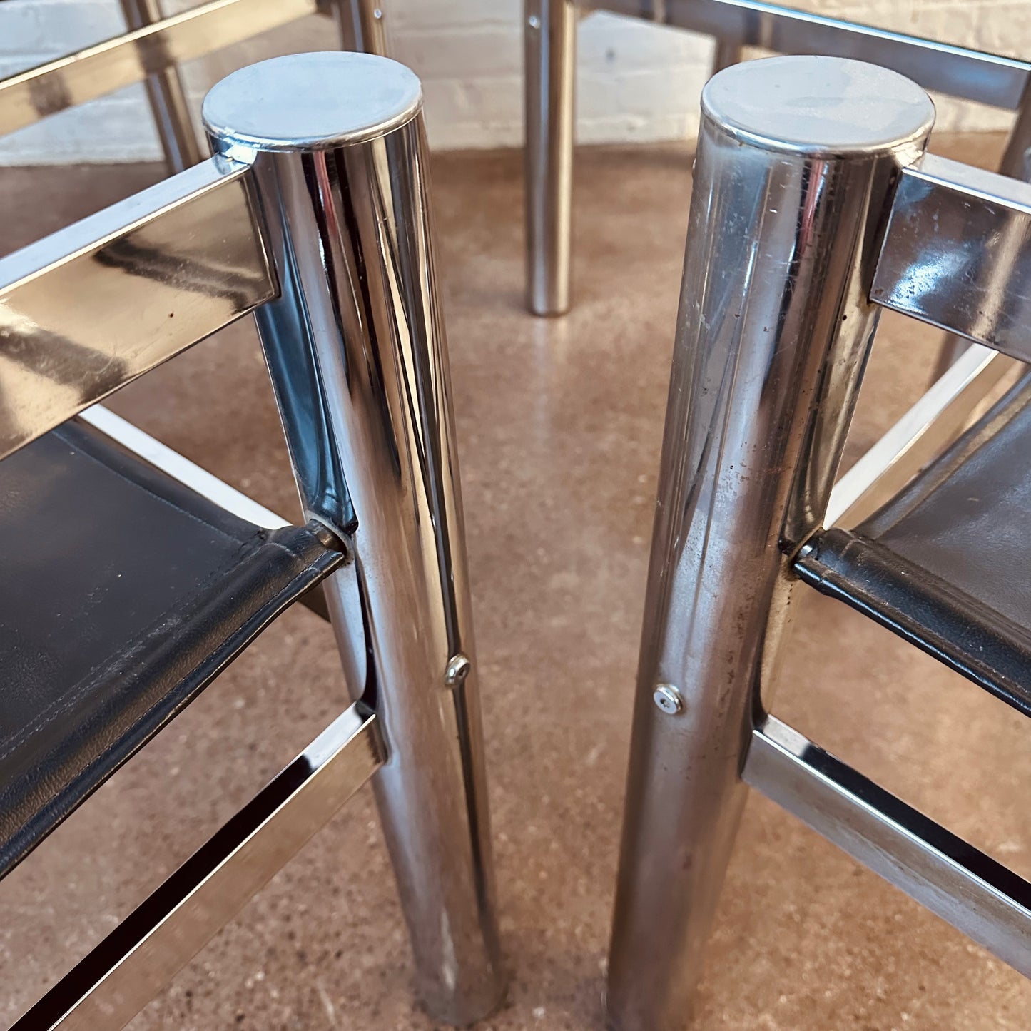 TUBULAR CHROME SLING BACK DIRECTORS CHAIRS