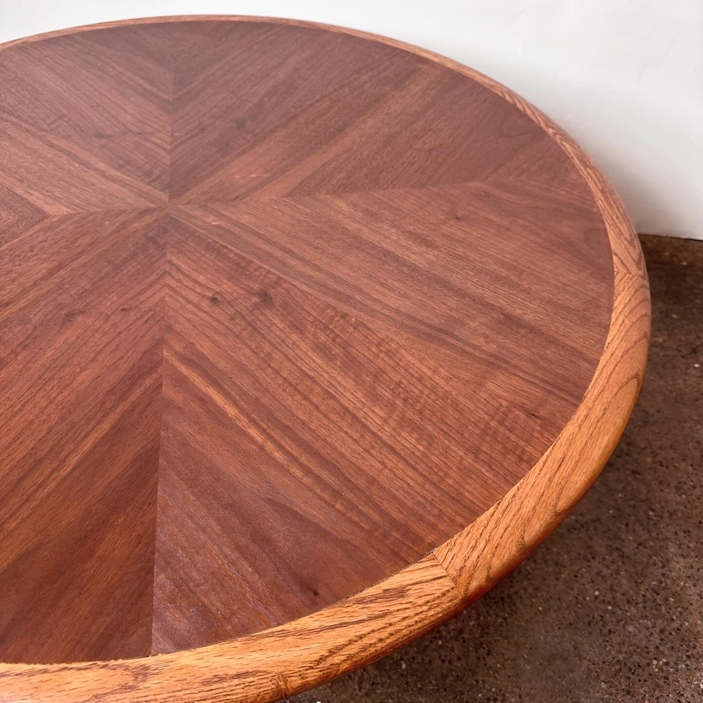 LANE PERCEPTION ROUND WALNUT COFFEE TABLE