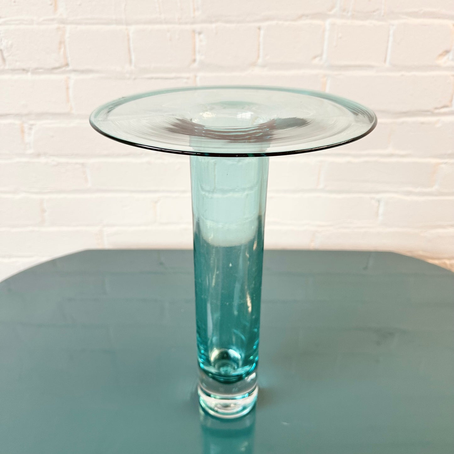 LARGE BRIM AQUA BLUE BLENKO VASE