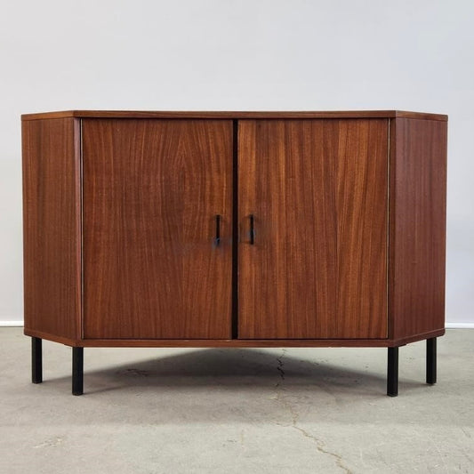 MCM AFROMOSIA CORNER RECORD CABINET/TV STAND