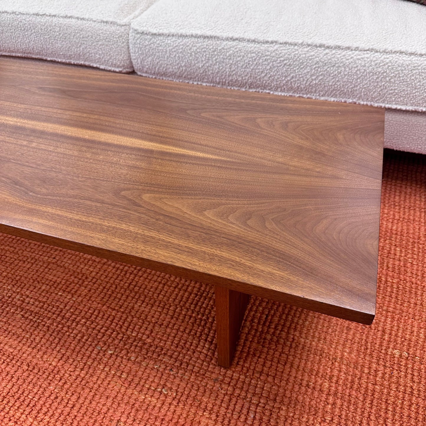 LANE WALNUT COFFEE TABLE WITH PEDESTALS