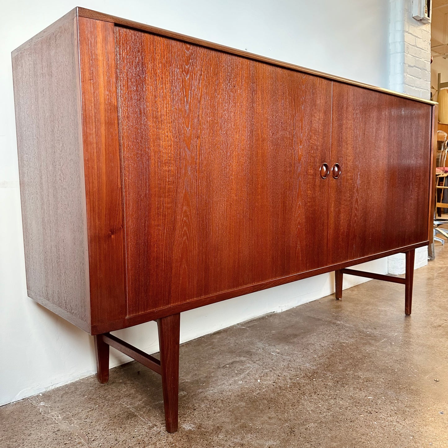 HARRY ØSTERGAARD FOR RANDERS MÖBELFABRIK DENMARK TEAK TAMBOUR HIGHBOARD