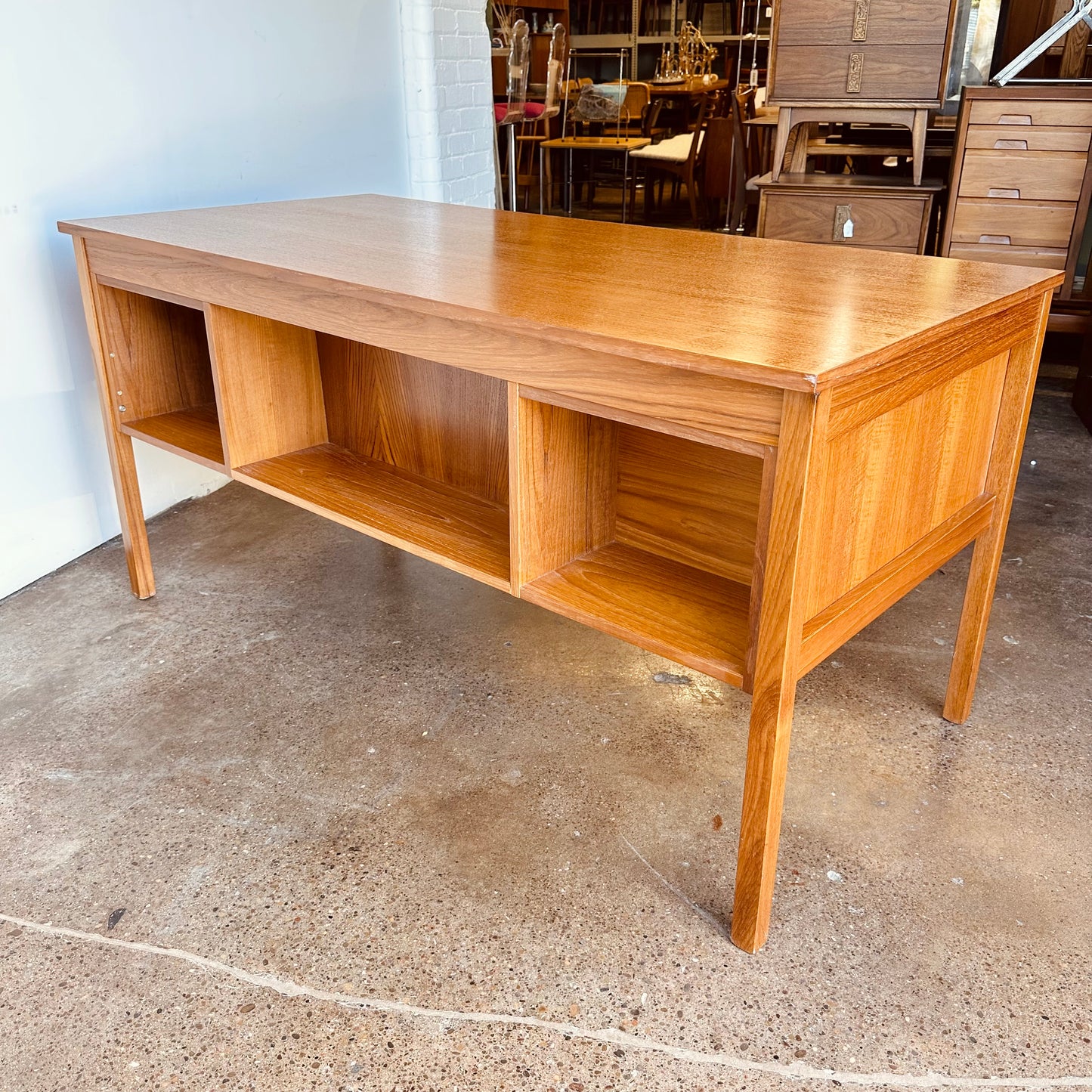 SCANDINAVIAN TEAK DESK WITH BACK STORAGE