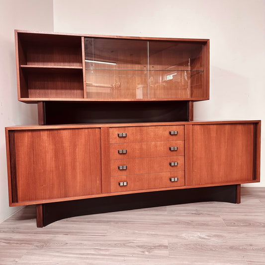 RS ASSOCIATES TEAK WOOD TWO PIECE SERVER WITH HUTCH TOP