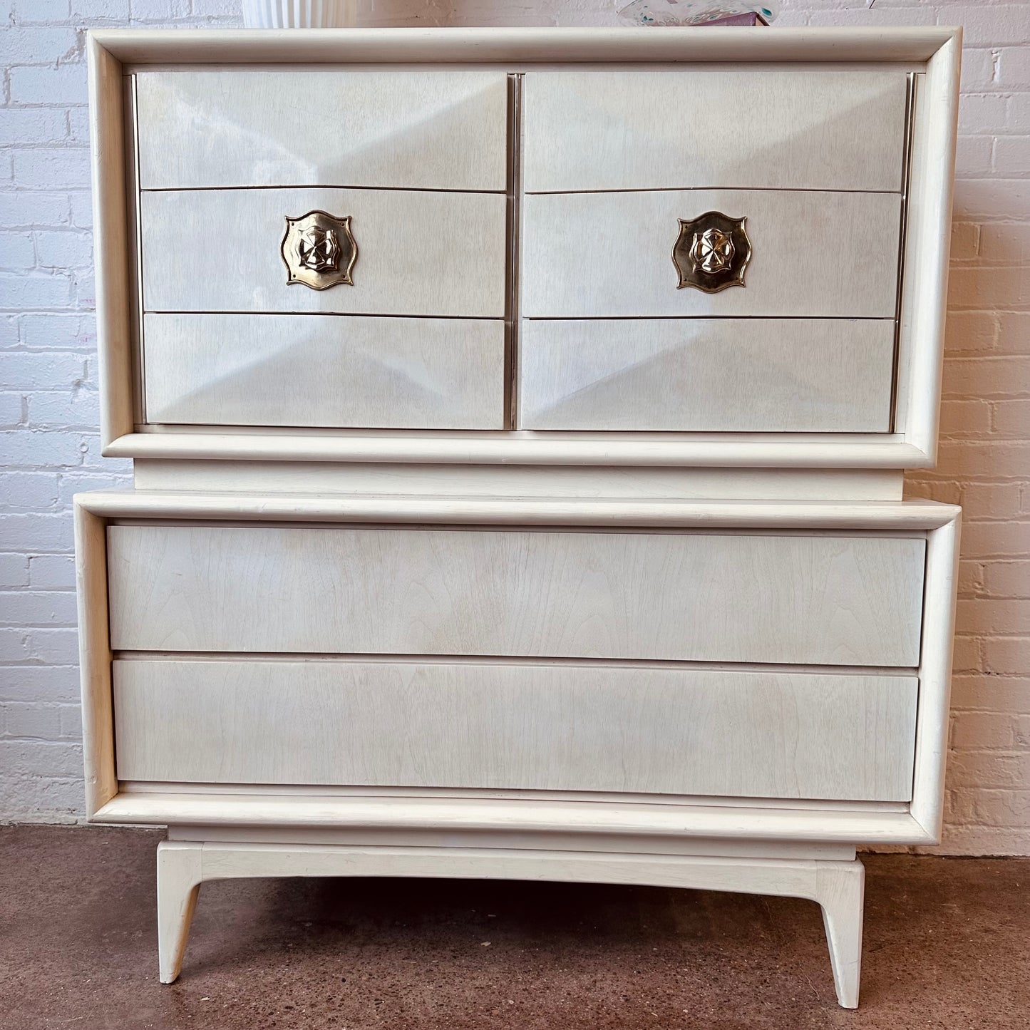 UNITED IVORY HIGHBOY DIAMOND FACED DRESSER