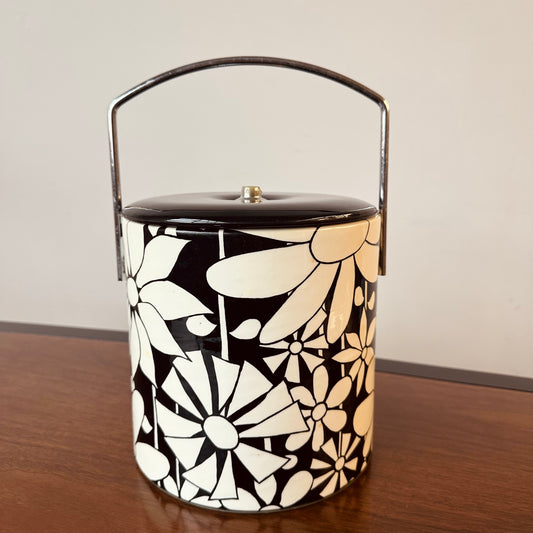 MOD FLOWER PATTERN BLACK AND WHITE ICE BUCKET