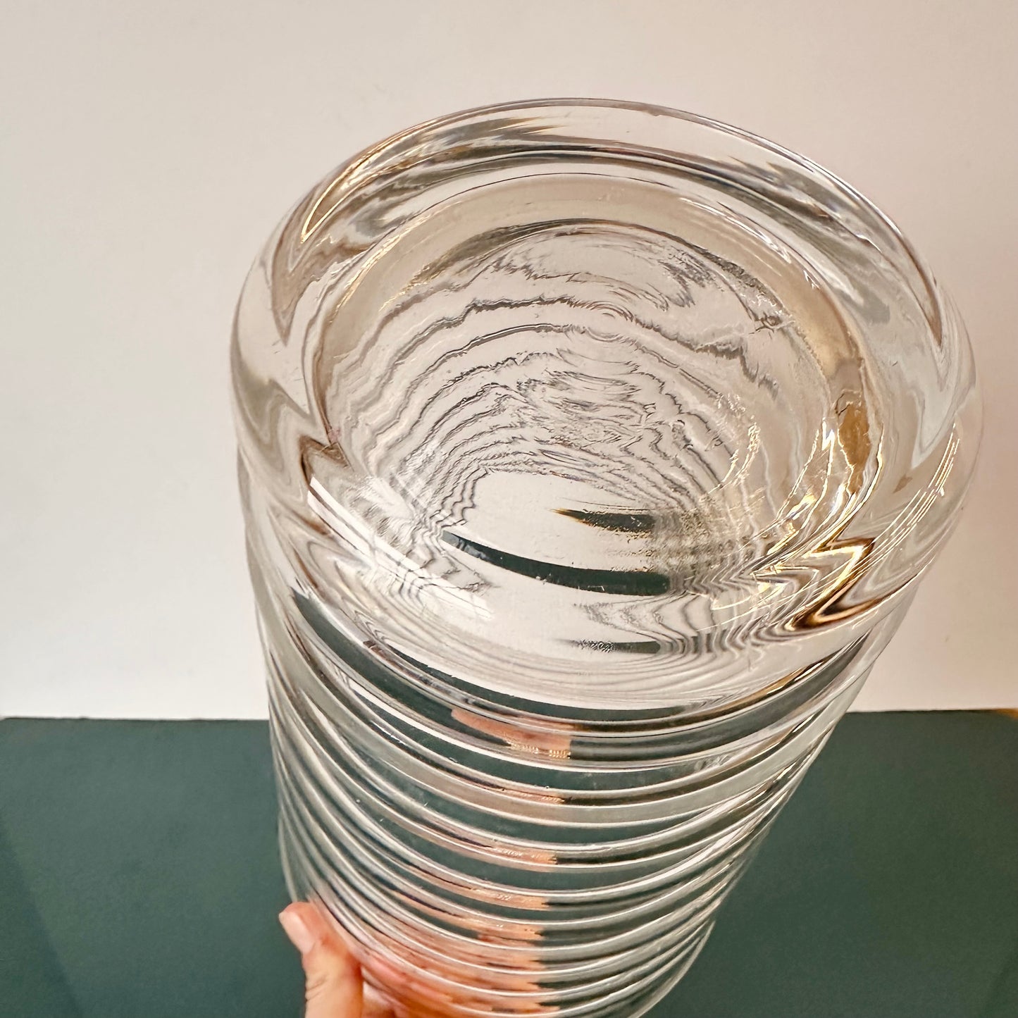 HANDMADE RIBBED GLASS VASE