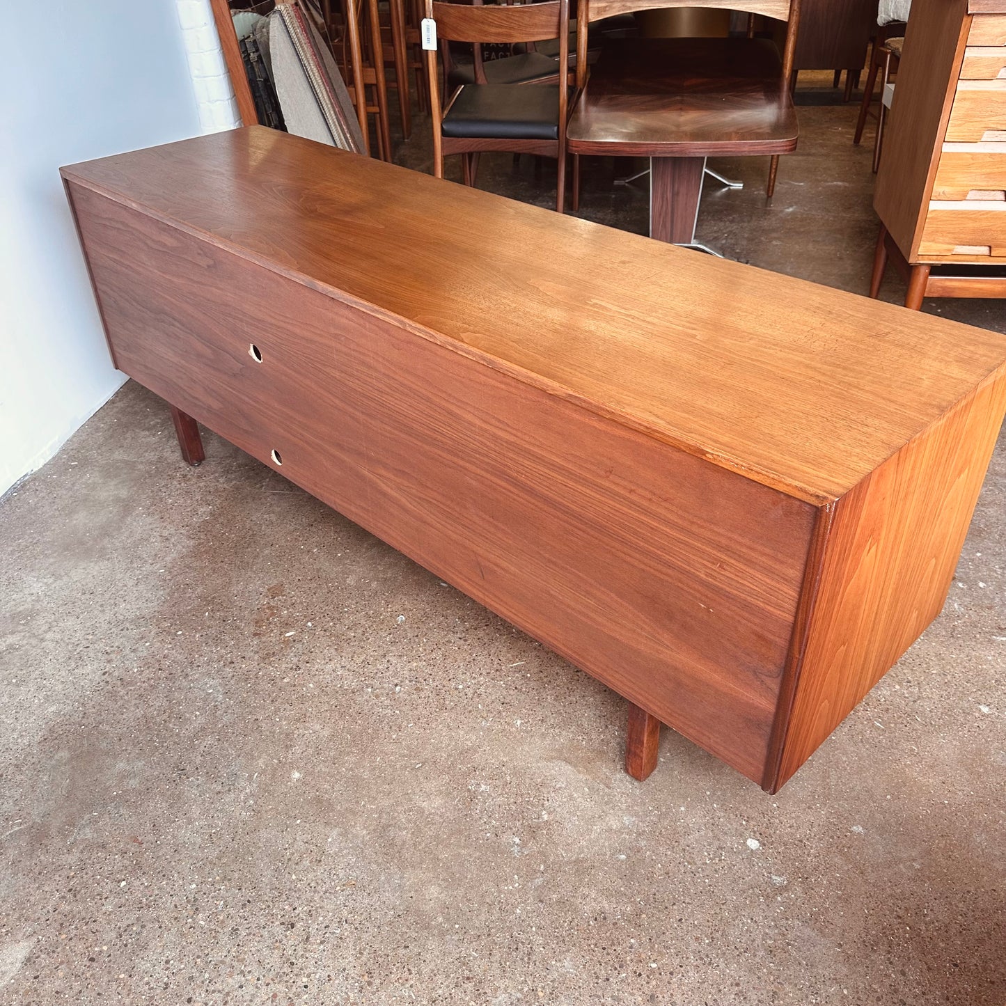 JENS RISOM WALNUT CREDENZA WITH LOCK AND KEY