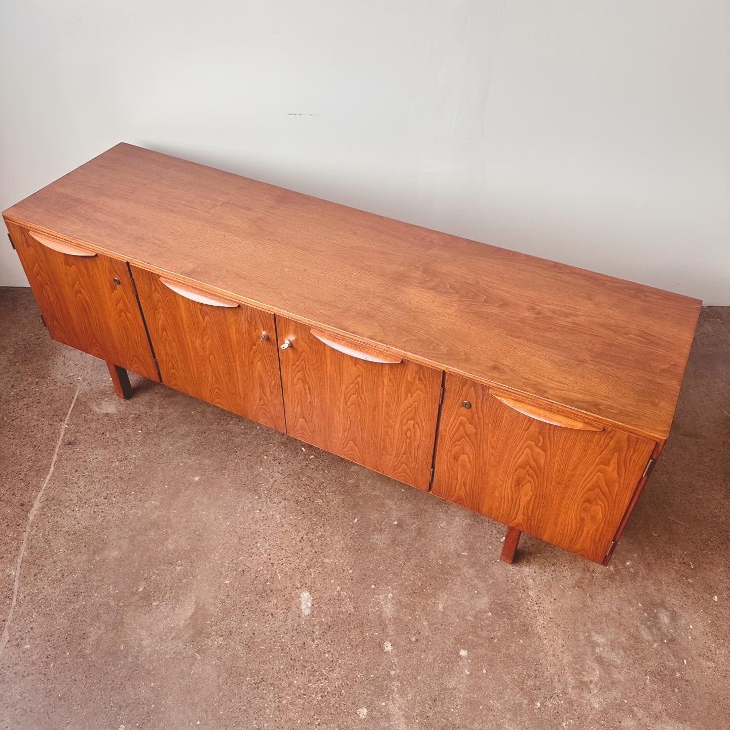 JENS RISOM WALNUT CREDENZA WITH LOCK AND KEY